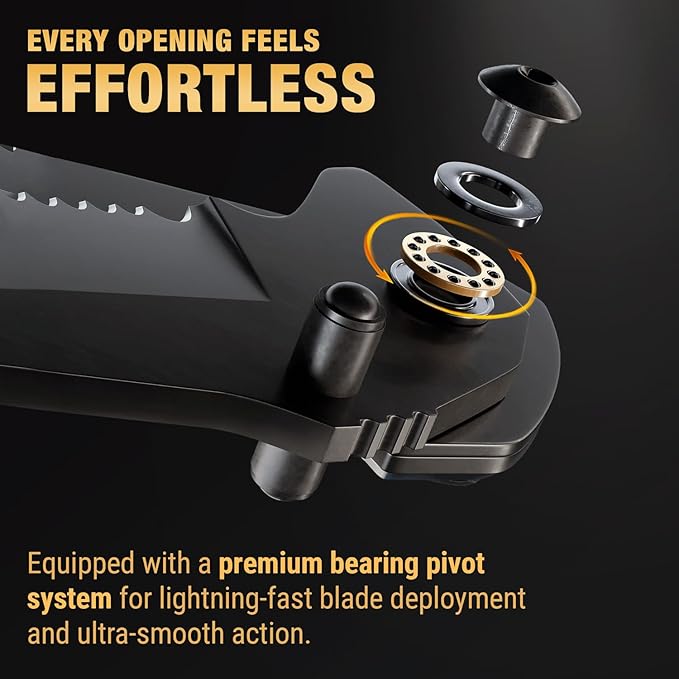 GOOD WORKER Legal Pocket Knife with 2.95” Serrated Blade, Glass Breaker, Seat Belt Cutter - EDC Sharp Folding Knives with Portable Clip - Small Tool for Tactical Camping Survival Hiking - Gifts for Men, Women