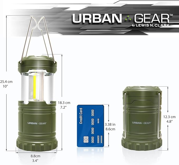 Lewis N. Clark Collapsible Camping Lantern | LED Portable Lantern for Indoor or Outdoor Use | Waterproof Lamp with Batteries Included | For Camping, Backpacking, Hiking, or Power Outage | Hunter Green