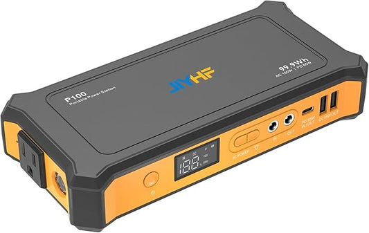 JIYHF Portable Power Station 99.9Wh, Laptop Charger & Backup Power with 65W USB-C PD, 100W AC Outlet, 12V DC Output, LED Light for Camping, Home Backup, Hurricane, Emergency, RV