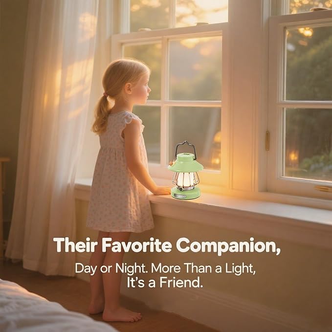 V.C Formark Snail Kids Camping Lantern Rechargeable - 3 Color Dimmable LED Light with USB-C Charging, Perfect Night Light for Bedroom, Outdoor Adventures & Emergency Use (Green)