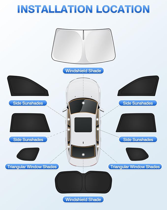 Canvcle Sunshades for 2024-2025 2026 Toyota Grand Highlander Accessories Windshield Sun Shade Side Rear Window Shade Cover Sun Visor Shield Privacy Protection for Camping Keep Vehicle Cool Black 8PCS
