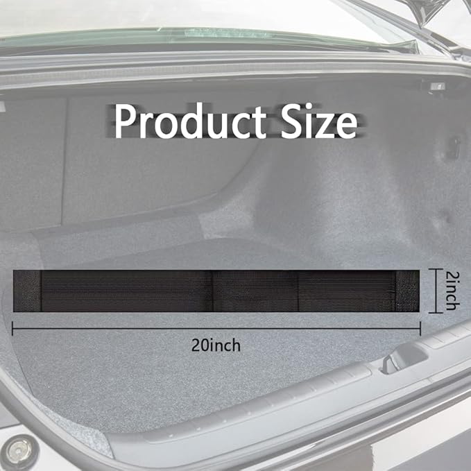 Elastic Car Trunk Organizer Straps with Hook and Loop Tape+2 "Pocket,20"/27.5" Car Organizers,Organize the Cluttered Trunk Keeps Items from Rolling Around (20inch Long)