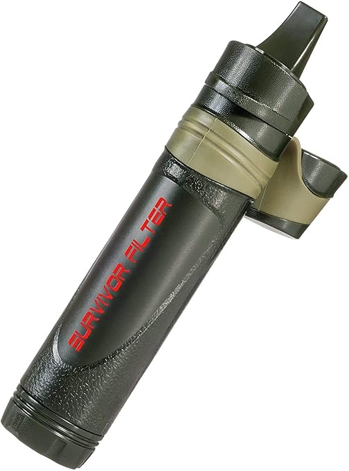 Survivor Filter Emergency Water Straw – USA-Tested – 0.05 Micron Filtration – Portable Outdoor Water Filter for Camping & Hiking - No Expiration