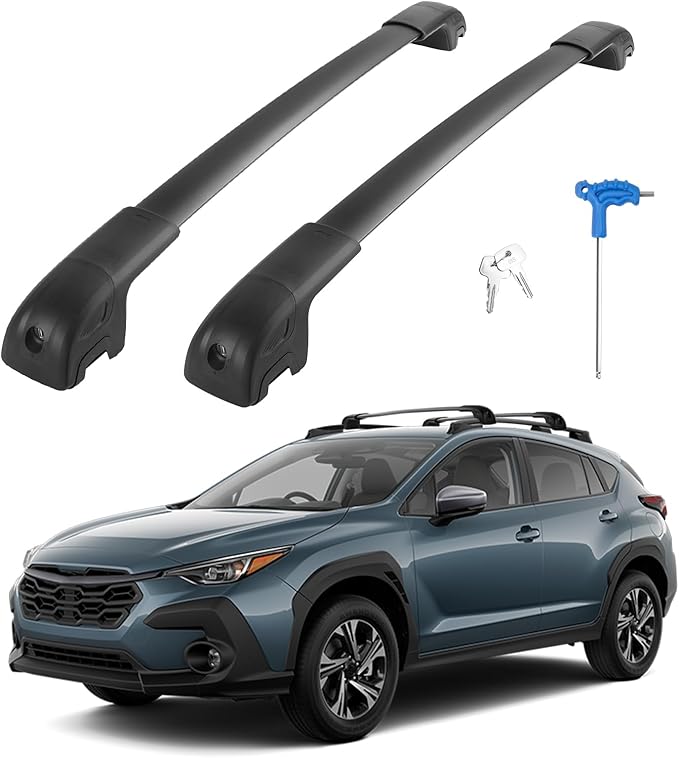 Crosstrek 2024 2025 Limited/Premium/Sport Lockable Roof Rack Cross Bars,Heavy Duty Black Aluminum Roof Rack, Fit Side Roof Rails (Not for Wilderness), Rooftop Cargo Carrier Luggage Cross Bars