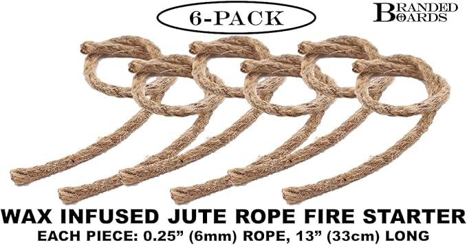 Bushcraft Fire Starter Kits. Ferrocerium Rod, Multi Tool Fire Striker, Waterproof Waxed Jute Rope Tinder, Survival Paracord, Emergency Whistle, Burlap Bag
