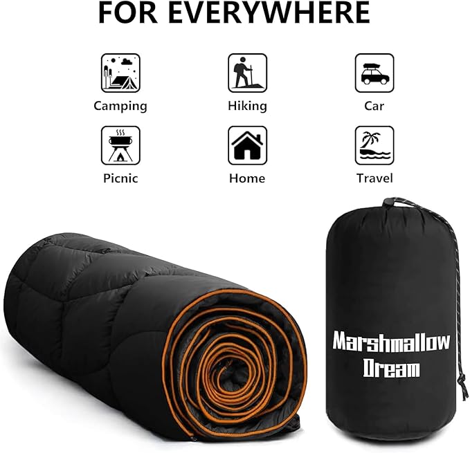 Camping Blanket, Puffy Blanket Lightweight Windproof Water Resistant for Outdoors,Hiking, Backpacking,Beach,Car,Picnic,Stadium