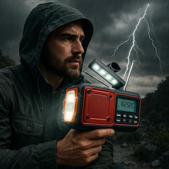 Supersonic SC-1078ERN Guardian Multi-Powered Emergency Radio, with AM/FM/NOAA Weather Alerts, Rechargeable Battery, Solar, Hand Crank, 3.5mm Headphone Jack, SOS Alarm, Flashlight & Lantern