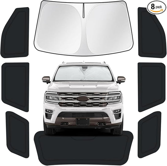 for Ford Expedition 2018-2024 Car Window Shades, 8pcs Privacy Sun Shade Set for Front Windshield Side and Rear Windows, Full Window Covers Keeps Vehicle Cool for Camping Napping