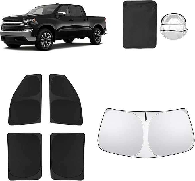 5pcs Car Window Shades for Chevrolet Silverado 2500 4WD LTZ 2020-2026 Accessories,Windshield Side Rear Full Sunshade,Sun Visor UV Blocking, Privacy Protection and Blackout for Camping Outdoor
