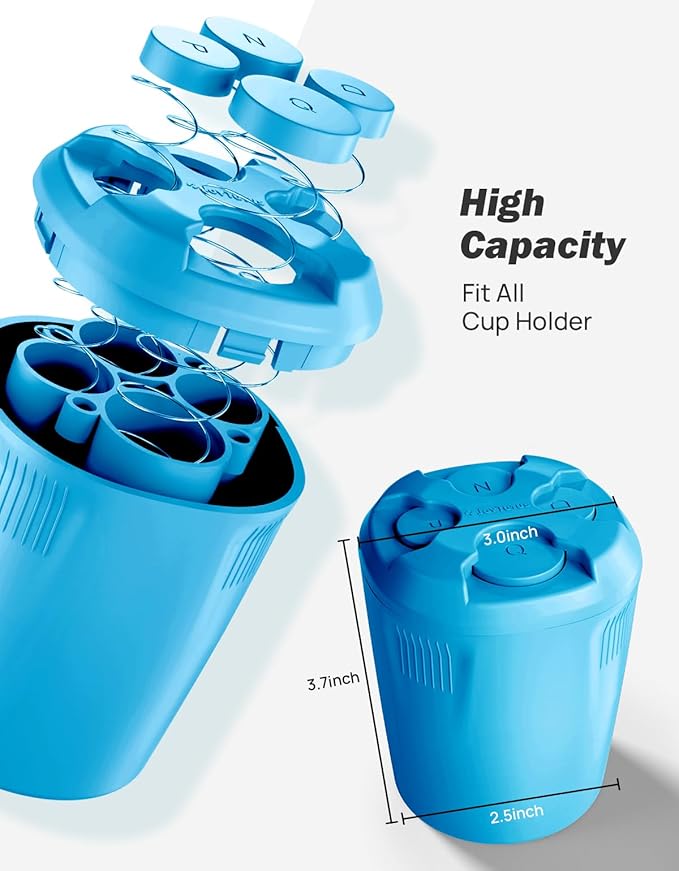 JOYTUTUS Car Coin Holder - High Capacity, Universal Fit for Most Cars, Trucks - Sort Coins (Blue), 1 Pack