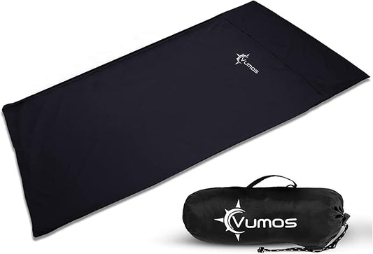 Sleeping Bag Liner Travel Sheet with Full-Length Zipper, Lightweight Silk-Like Polyester Camping Liner with Pillow Pocket, Compact Sleeping Bag Insert for Travel, Backpacking & Hostels