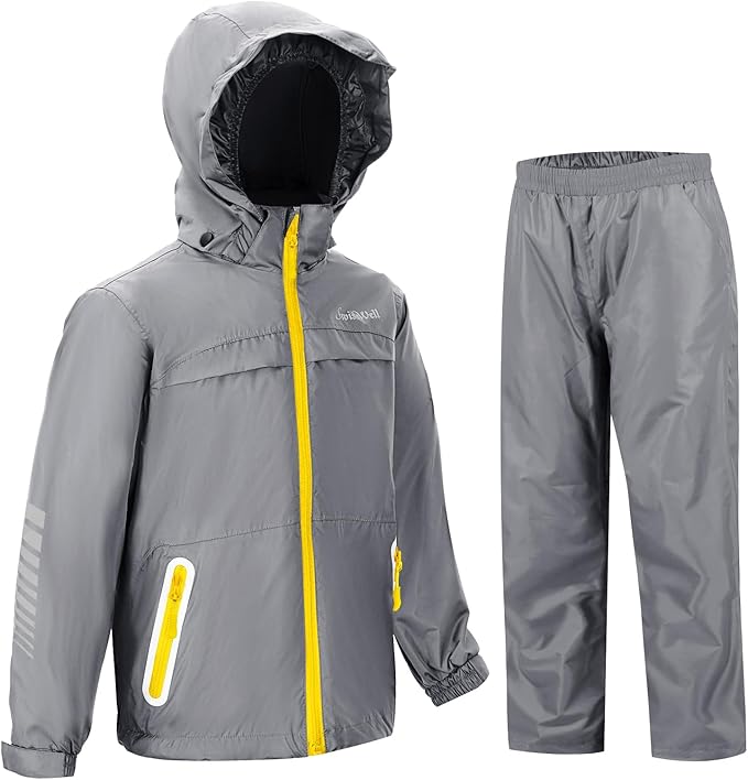 SWISSWELL Kids Rain Gear Boys Girls Youth Waterproof Rain Suit Breathable Reflective Raincoat and Pants
