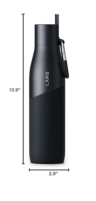 LARQ Bottle Movement Filtered - Lightweight Non-Insulated Stainless Steel Water Bottle BPA Free with Nano Zero Technology and Long-Lasting Filters, Black/Onyx, 32oz