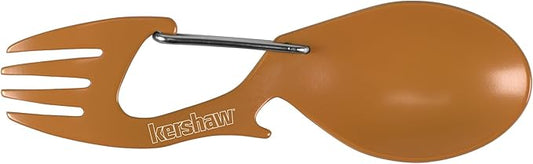 Kershaw Ration Multi Tool Spork, Stainless Steel Spoon, Fork, Carabiner and Bottle Opener, Regular and XL Sizes