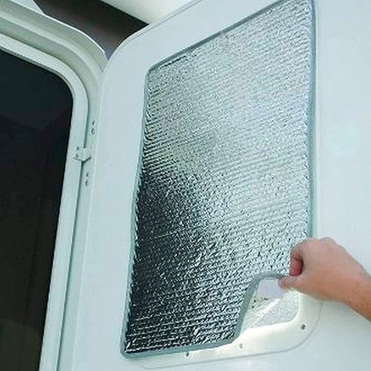 Reflective RV Door Window Shade, 16” x 25” Car Door Window Cover Double-Layer Sunshield Blocking Light, Heat and UV Rays for RV Trailer Camper Windows