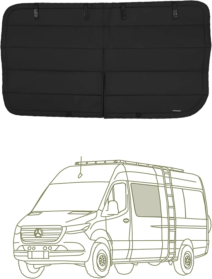 VanEssential Insulated Stealth Blackout Magnetic Window Cover Designed for Mercedes-Benz NCV3 & VS30 (Van Years 2007 to Current), Crew Window (Bare Metal Window Frame Only), Black