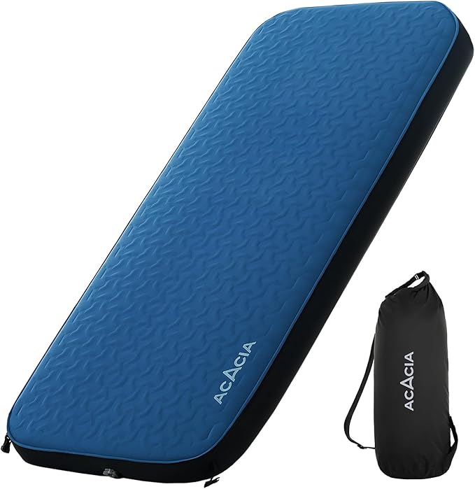 Acacia 4" Thick Self Inflating Sleeping Pad with Foam, Innovative Y-Shaped Telescopic Structure, Ultraportable Camping Air Mattress with Pump Sack, Easy Roll Up Sleep Bed for Travel Tent Car