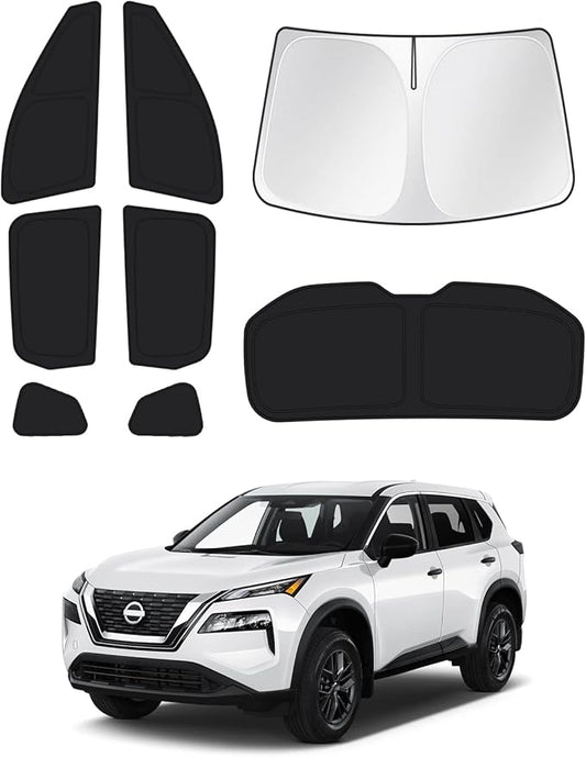 Canvcle Sunshades for 2021-2025 2026 Nissan Rogue (NOT for Nissan Rogue Sport) Accessories Windshield Sunshade Side Rear Windows Sun Visor Privacy Protection Keep Vehicle Cool Black 8PCS