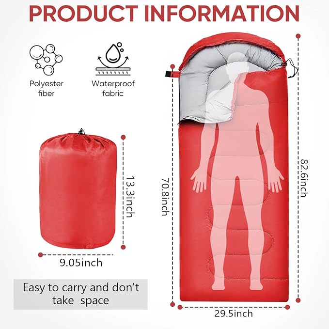 OBTANIM Sleeping Bags Portable Waterproof Camping Sleeping Bag for Adults Kids 4 Seasons Cold Weather or Warm Backpacking Hiking Travel Indoor Outdoor Use