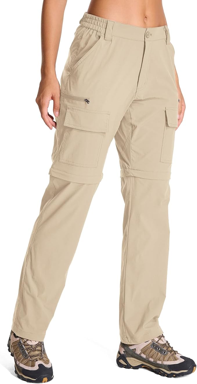 Womens Hiking Pants Convertible Quick Dry Stretch Lightweight Zip Off Outdoor Safari Pants with Cargo Pockets