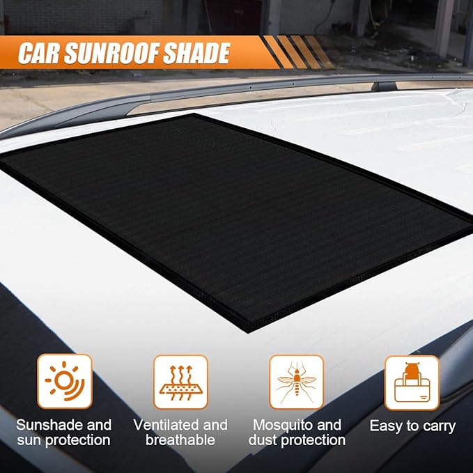 YoRise Magnetic Car Sunroof Sun Shade Breathable Mesh, Auto Moonroof UV Rays & Bug Protection Screen, Quick Install Vehicle Roof Window Shield Cover Accessories for Camping, Parking (Black)