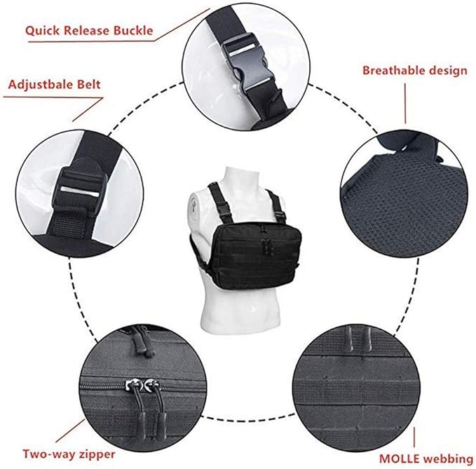Croogo Universal Hands Free Radio Chest Rig Vest bag Harness Bag Rescue bag Front Pack Pouch Hip hop bag