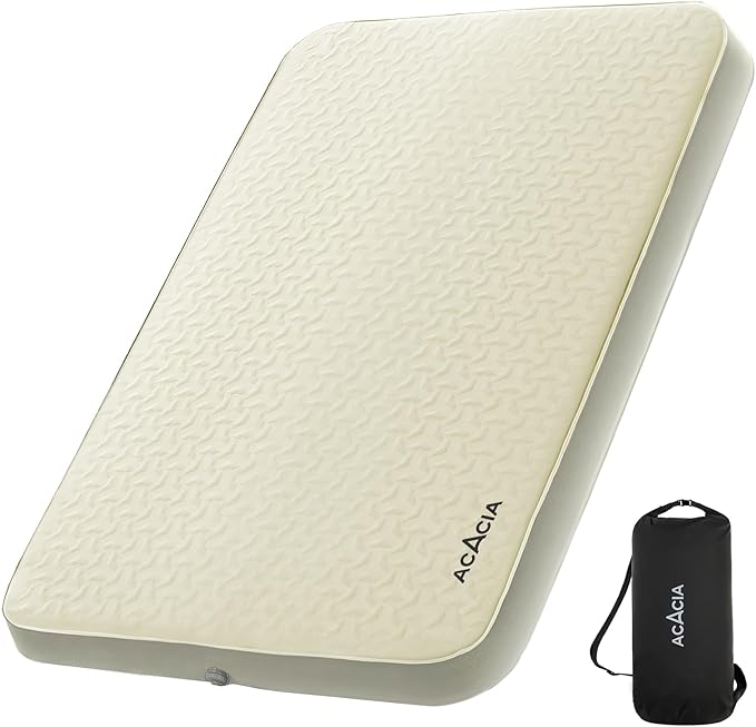 Acacia 4" Thick Self Inflating Sleeping Pad with Foam, Innovative Y-Shaped Telescopic Structure, Ultraportable Camping Air Mattress with Pump Sack, Easy Roll Up Sleep Bed for Travel Tent Car