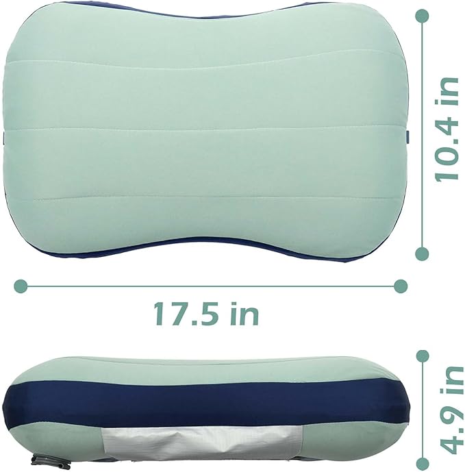 Inflatable Camping Pillow with Built-in Storage Bag & Cooling Ice Pack, Removable Washable Pillowcase, Ergonomic Lightweight Portable Air Pillow for Backpacking Hiking Travel Beach Outdoor