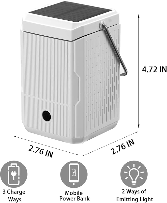 2 Pack Camping Lantern Rechargeable, Hand Crank & Solar Camping Lights with USB Output, Tent Lights for Camping, Portable Camp Lamp, Camping Hurricane Home Power Failure Essentials (White, 2 Pack)