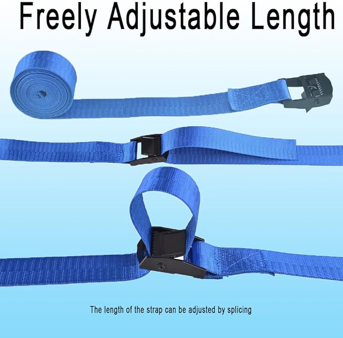 4PCS Tie Down Straps with Adjustable Buckles, 59"x1" Heavy Duty Cam Buckle Lashing Straps for Cargo, Trucks, Luggage, Trailer, Motorcycle (Dark Blue)