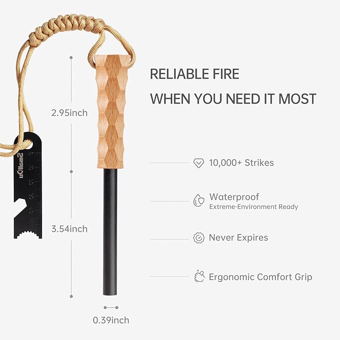 Ferro Rod Fire Starter, Survival Flint and Steel Fire Starter Kit for Hiking, Bushcraft,Camping Essentials Gear, Emergency Supplies - Ideal Gift for Explorers