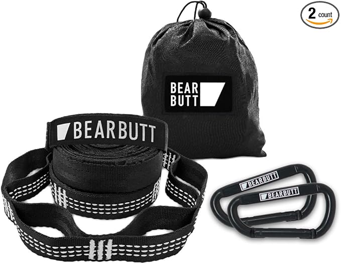 Bear Butt Kodiak Hammock Straps for Trees - 20 Feet Long, 40 Combined Loops - Holds 1000 Pounds - Camping Accessories With Carabiner