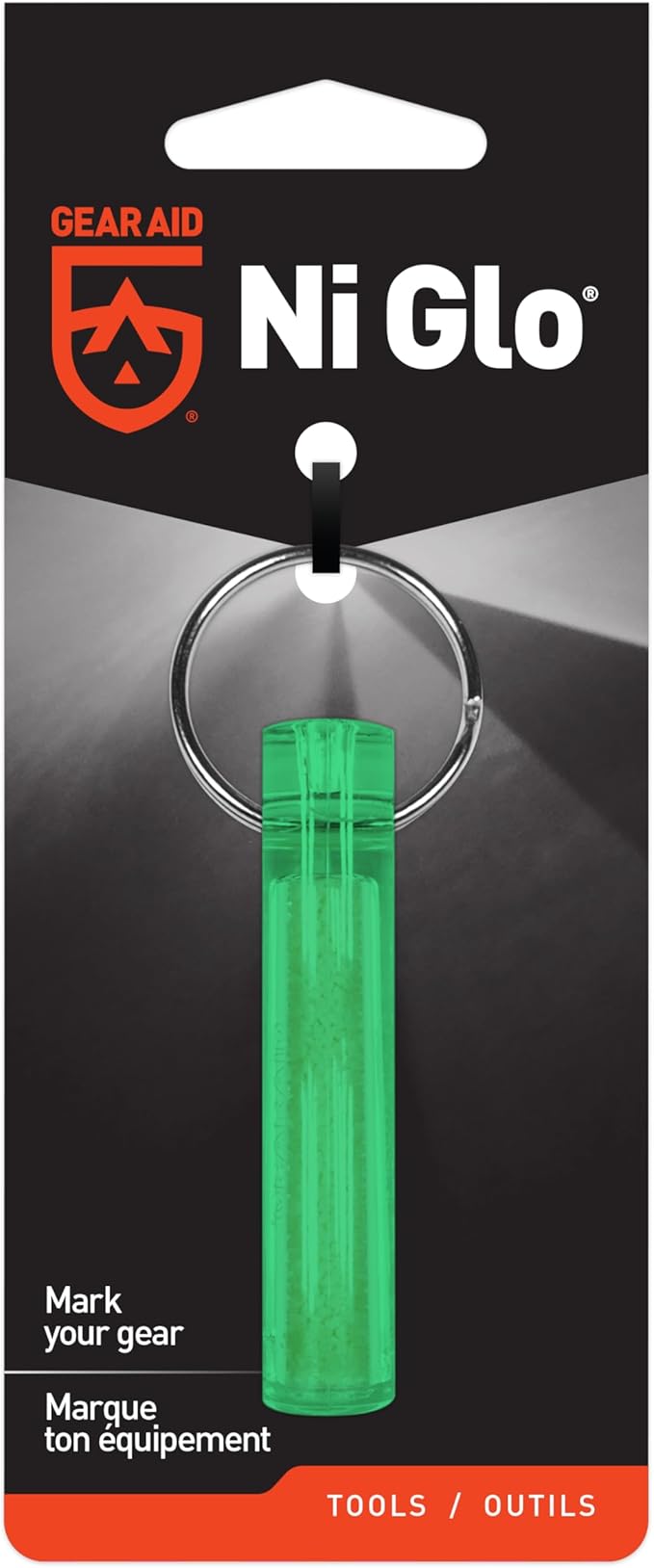 GEAR AID Ni Glo 2” UV Rechargeable Glowing Keychain – Multi-Purpose Glow-in-the-Dark Accessory for Camping