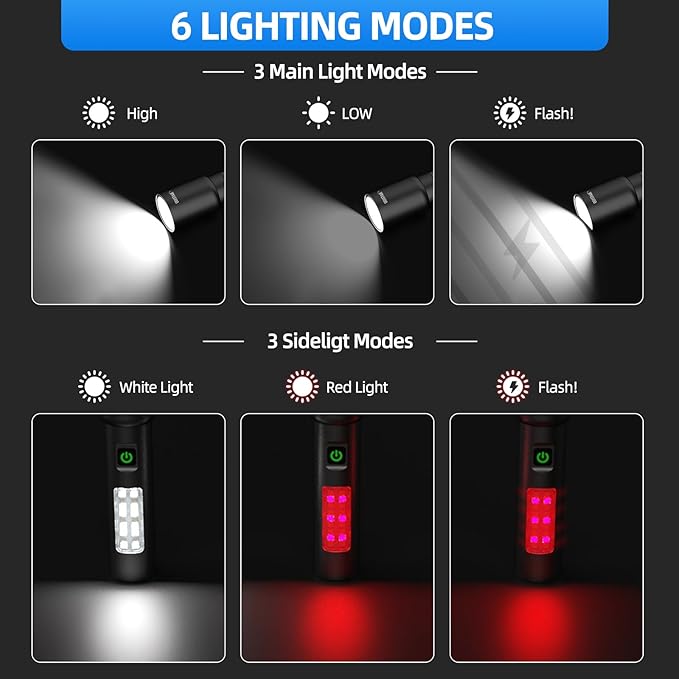 ODISTAR Rechargeable Flashlight High Lumens, 2000 Lumen Super Bright Led Small Powerful Tactical Flashlight with 7 Light Modes, Pocket Waterproof Flash Light for Camping Home Emergencies（2 Pack）