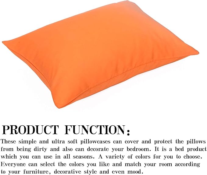 NTBAY Zippered Toddler Pillowcases Set of 2, 100% Brushed Microfiber 13x18 Pillowcases, Super Soft and Cozy Travel Kids Nursery Pillow Cases, 13x18 Inches, Orange