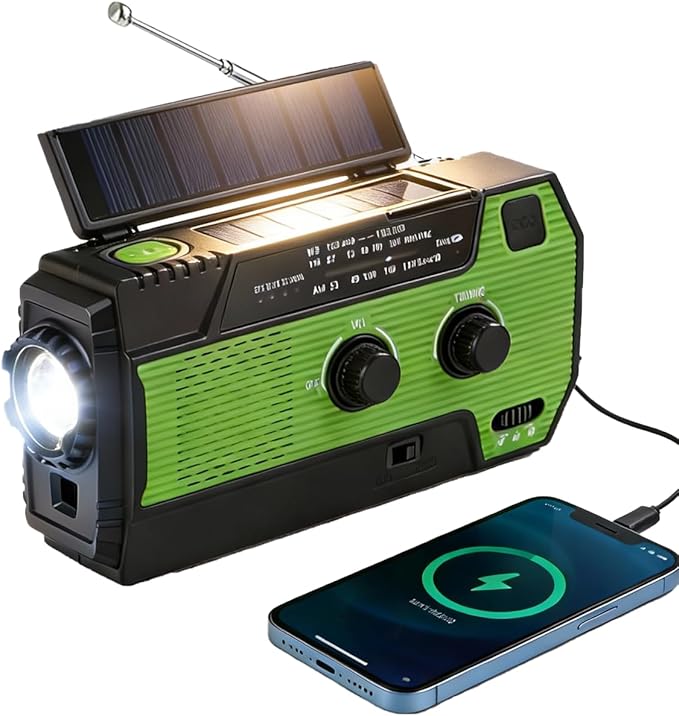B S Hand Crank Solar Emergency Radio with AM/FM/NOAA,Flashlight and SOS Siren for Home, Outdoor & Indoor