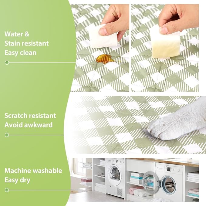 ZAZE Extra Large Picnic Outdoor Blanket, 80''x80'' Waterproof Foldable Blankets Gingham Picnic Mat for Beach, Camping Grass Lawn Park Accessories Cute Couple Gifts Ideas Wedding Registry(Green White)
