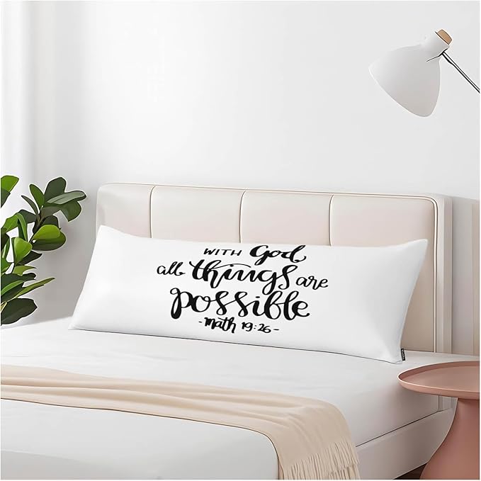 Bible Quote Outdoor Pillows Body Pillow Cover Christian with God All Things are Possible Lumbar Body Pillow Case Body Cushion Covers Body Pillowcases for Bedroom,Couch,Sofa 20"X54"