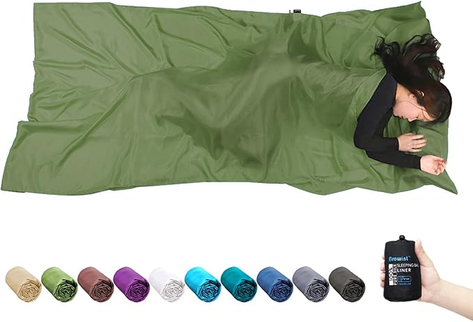 Browint Silk Sleeping Bag Liner, Silk Sleep Sack, Extra Wide 87"x43", Lightweight Travel Sheet for Hotels, More Colors for Option, Reinforced Gussets