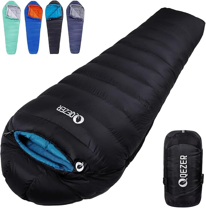 Down Sleeping Bag for Adults, 0°F 10°F 15°F 20°F 600 Fill Power Mummy Lightweight Compact Cold and Warm Weather Backpacking Sleeping Bag for Camping Hiking Outdoor All Seasons