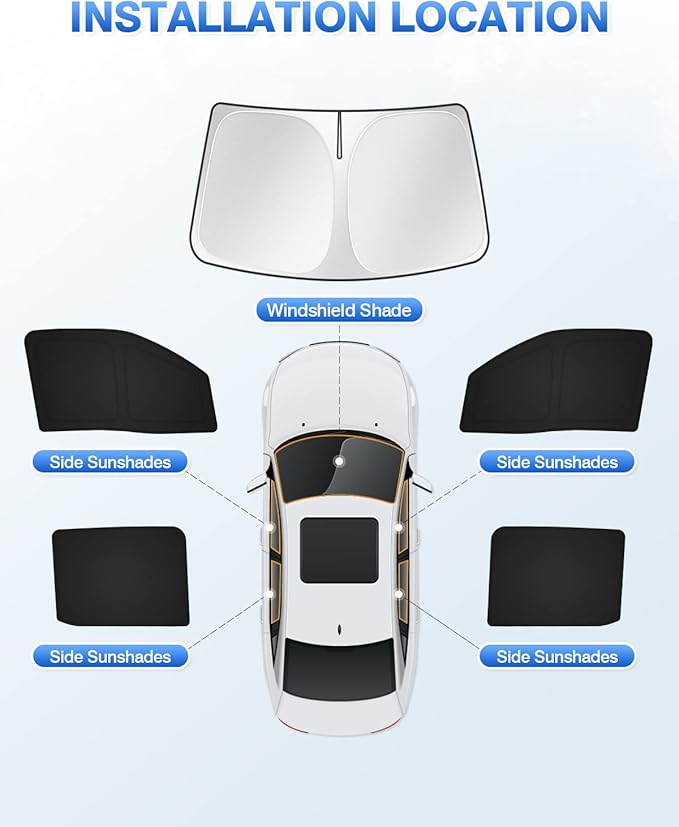 Canvcle Windshield Sun Shade for 2022-2025 2026 Nissan Frontier Accessories Side Rear Window Shade Cover Sun Visor Shield Privacy Cover Keep Vehicle Cool Black 5PCS