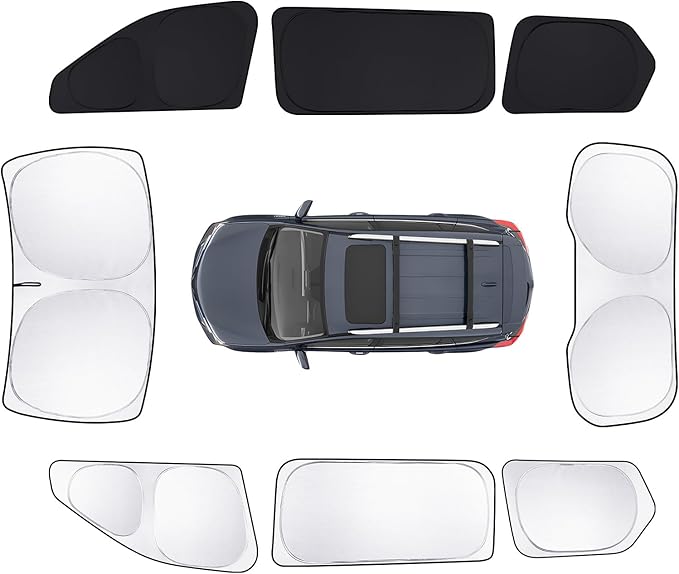 8pcs Car Window Shades for Grand Cherokee 2022-2026 Accessories,Windshield Side Rear Full Sunshade,Sun Visor UV Blocking, Privacy Protection for Camping Outdoor(Not for Cherokee L&Jeep Cherokee)