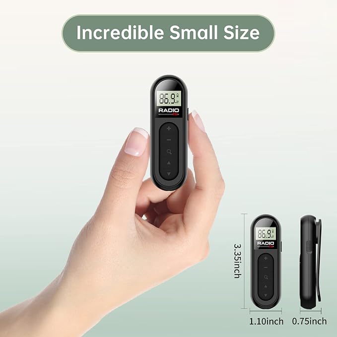 FM Radio, Rechargeable Portable Pocket Transistor Radio with Best Reception,LCD Digital Tuning with Backlight, Stereo Sound, Belt Clip for Jogging,Walking