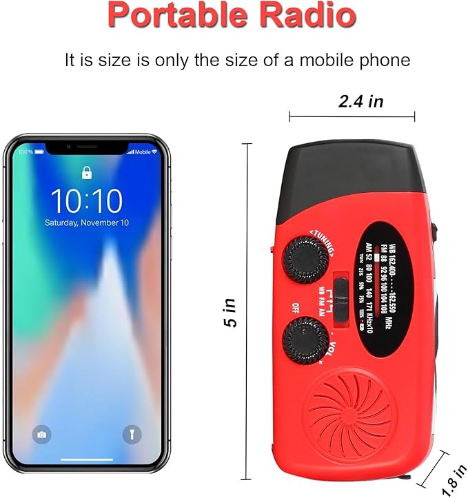 Emergency Solar Hand Crank Dynamo NOAA WB AM/FM Radio Hurricane Camping Survive Kit with 3-LED Flashlight 2000mAh 088FS Portable radios