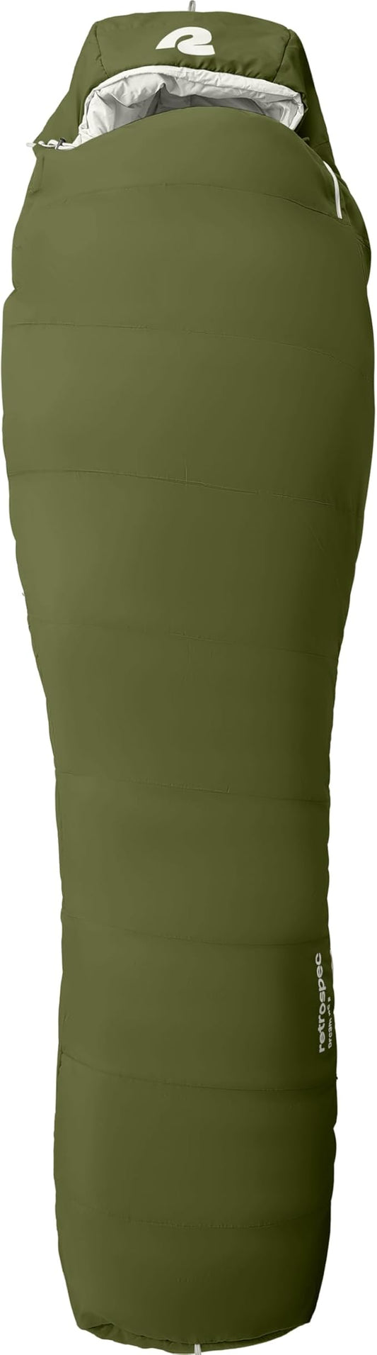 Retrospec Dream Mummy Sleeping Bag - 5, 15, & 30°F Cold Weather Camping & Travel Essential Gear with Water - Resistant Shell & Synthetic Fill - Zippered Pocket & Stuff Sack
