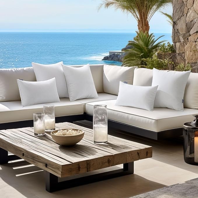 MIULEE Pack of 4 22x22 Inch Outdoor Pillow Inserts Waterproof Decorative Throw Pillow Insert, Square Lumbar Garden Pillow Form for Patio Sofa Couch