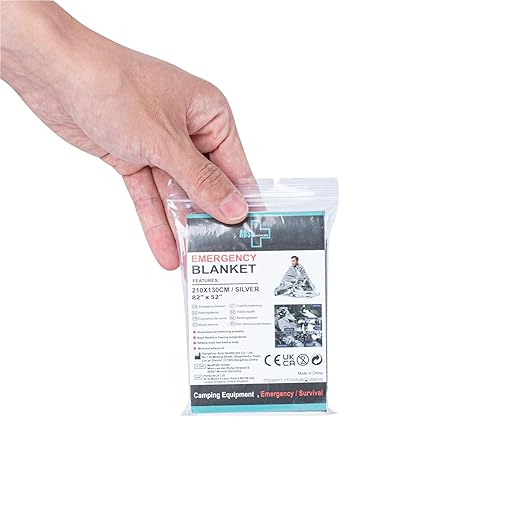Restaurantware Emergency Thermal Blankets 12 Pack Survival Mylar Blankets for First Aid Kit Waterproof, Windproof, Retains Body Heat, Compact Space Blanket Design Hiking, Outdoors, Travel, Camping,