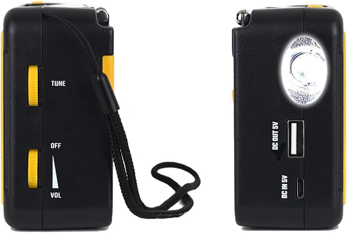 Kaito Voyager ECO Emergency Radio KA336 AM/FM NOAA Weather Alert 5-Way Powered Solar Crank Radio Receiver with LED Flashlight and USB Mobile Phone Charger Yellow
