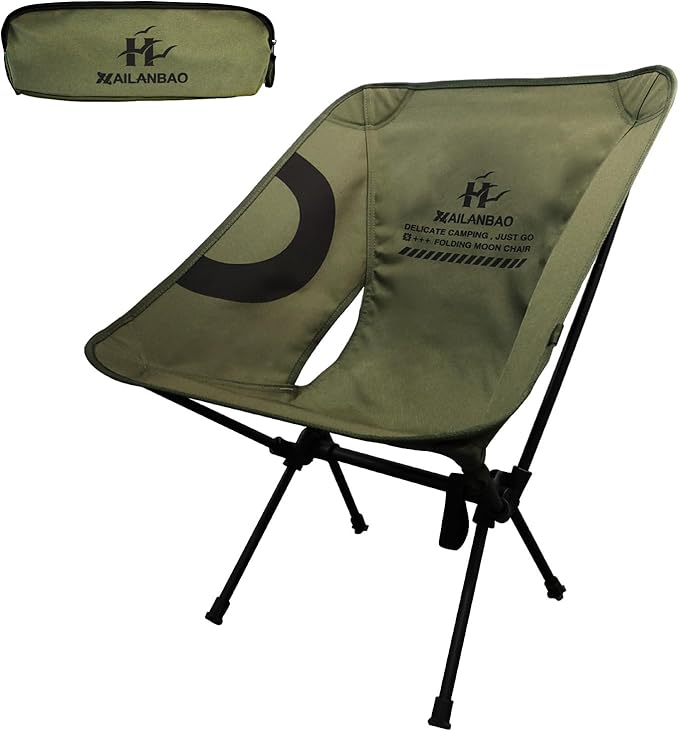 hailanbao Lightweight Folding Camping Chair for Adults, Heavy Duty 300lbs Capacity Compact Backpacking Hiking Chair – Portable Durable Outdoor Chair with Ergonomic Support