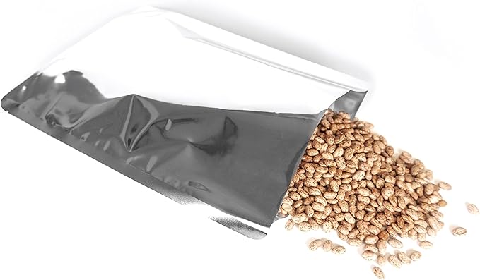 PackFreshUSA: Quart (8" x 12") AirTight Mylar Bags -300cc Oxygen Absorbers - Long-Term Food Storage - Genuine Standard Thickness - Heat Sealable - Food Grade - Pack of 50